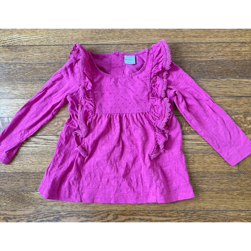 Hanna Andersson Girls' Pink Ruffle Blouse Size 4